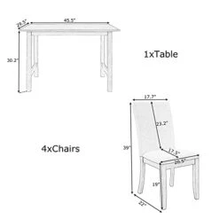 Harper & Bright Designs 5-Piece Kitchen Dining Table Set, Wood Kitchen Furniture Set With Rectangular Table And 4 Linen Fabric Upholstered Dining Chairs, Gray Table+Gray Chair 17 Harper & Bright Designs 5-Piece Kitchen Dining Table Set, Wood Kitchen Furniture Set With Rectangular Table And 4 Linen Fabric Upholstered Dining Chairs, Gray Table+Gray Chair -Amazon Store 31uhYgjDC9L