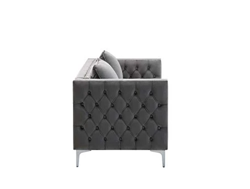 Lilola Home Lorreto Gray Velvet Sofa 6 Lilola Home Lorreto Gray Velvet Sofa - Image 4