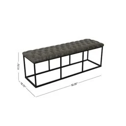 HomePop Decorative Bench, Gray Faux Leather -Amazon Store 31uvivZdtJL