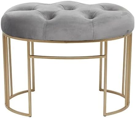 Deco 79 Metal Bench With Velvet Seat, 39" X 16" X 18", White 9 Deco 79 Metal Bench With Velvet Seat, 39" X 16" X 18", White - Image 7