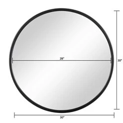 SANY DAYO HOME Round Mirror 30 Inch Real Glass Wall Mount Large Black Metal Frame Circle Mirror For Bathroom, Living Room, Bedroom, Nursery -Amazon Store 31vJ2in6OAL