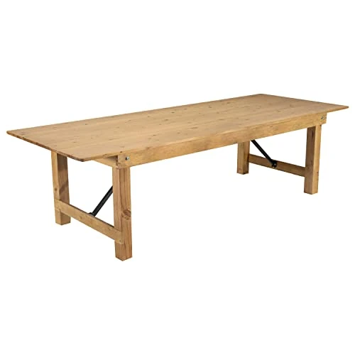Flash Furniture HERCULES Commercial Grade Farmhouse Dining Table - Solid Pine Foldable Dining Table With Seating For 10 - 9'x40" - Antique Rustic Light Natural 4 Flash Furniture HERCULES Commercial Grade Farmhouse Dining Table - Solid Pine Foldable Dining Table With Seating For 10 - 9'x40" - Antique Rustic Light Natural - Image 2