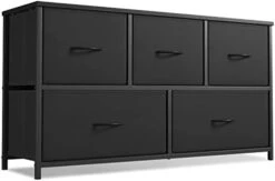 Cubiker Dresser Storage Organizer, 5 Drawer Dresser Tower Unit For Bedroom Hallway Entryway Closets, Small Dresser Clothes Storage With Wide Sturdy Steel Frame Wood Top, Black Grey -Amazon Store 31va5q9HXCL. AC