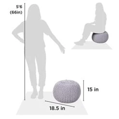 BIRDROCK HOME Round Pouf Foot Stool Ottoman - Knit Bean Bag Floor Chair - Cotton Braided Cord - Great For The Living Room, Bedroom And Kids Room - Small Furniture (Light Grey) 15 BIRDROCK HOME Round Pouf Foot Stool Ottoman - Knit Bean Bag Floor Chair - Cotton Braided Cord - Great For The Living Room, Bedroom And Kids Room - Small Furniture (Light Grey) -Amazon Store 31w0126yCrL