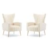 HOMEFUN Accent Chair Set Of 2, Velvet Wingback Armchair Modern Upholstered Single Sofa With Metal Legs For Living Room Bedroom Nursery, Beige 1 HOMEFUN Accent Chair Set Of 2, Velvet Wingback Armchair Modern Upholstered Single Sofa With Metal Legs For Living Room Bedroom Nursery, Beige -Amazon Store 31w3DTwLfVL