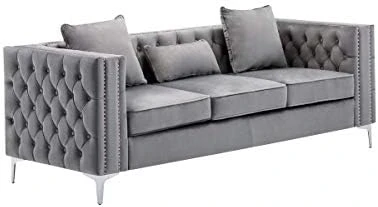 Lilola Home Lorreto Gray Velvet Sofa 10 Lilola Home Lorreto Gray Velvet Sofa - Image 8
