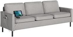 STHOUYN 56" W Fabric Loveseat Sofa With 2 USB, Small Couches For Living Room, Bedroom, Office, Easy Assembly & Comfy Cushion, Dark Grey -Amazon Store 31wBbzbZBXL. AC