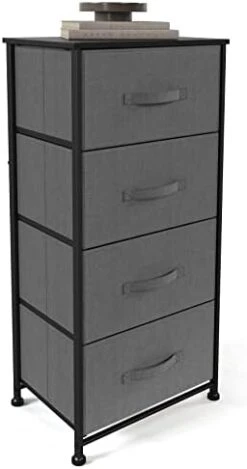Sehloran 4 Drawer Dresser For Bedroom, Dessers Storage Tower, Chests Of Drawers, Removable Tall Fabric Bins, Dresser Organizers Unit For Hallway, Entryway, Closets, Wood Top, Gray -Amazon Store 31wCVGvAm3L. AC