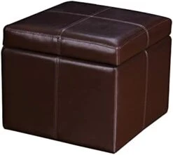 Adeco Bonded Leather Square Tufted Footstool, 18", Brown Storage Ottomans, 21 Adeco Bonded Leather Square Tufted Footstool, 18", Brown Storage Ottomans, -Amazon Store 31wM4UWbGWL. AC