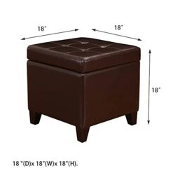 Adeco Bonded Leather Square Tufted Footstool, 18", Brown Storage Ottomans, 16 Adeco Bonded Leather Square Tufted Footstool, 18", Brown Storage Ottomans, -Amazon Store 31wNOQ2A9GL