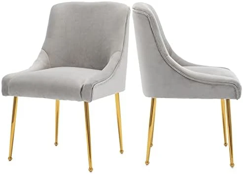 ZHENGHAO Velvet Dining Chairs Set Of 6, Modern Accent Kitchen Chairs With Gold Legs Upholstered Guest Chairs For Living Room/Kitchen/Restaurant, White 6 ZHENGHAO Velvet Dining Chairs Set Of 6, Modern Accent Kitchen Chairs With Gold Legs Upholstered Guest Chairs For Living Room/Kitchen/Restaurant, White - Image 4