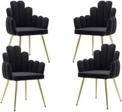 EALSON Velvet Dining Chairs Set Of 2 Comfy Upholstered Accent Arm Chairs With Mid Back Modern Finger Shape Vanity Chair With Gold Metal Legs For Living Room/Dining Room/Bedroom, Black -Amazon Store 31wdoqmeS8L. AC