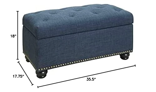 Convenience Concepts Designs4Comfort 7th Avenue Storage Ottoman, Blue Fabric 5 Convenience Concepts Designs4Comfort 7th Avenue Storage Ottoman, Blue Fabric - Image 3