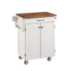 Homestyles Cuisine Kitchen Cart, Off White, Oak Top