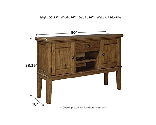 Signature Design By Ashley Ralene Rustic -Dining Room Buffet With Wine Rack, Medium Brown 3 Signature Design By Ashley Ralene Rustic -Dining Room Buffet With Wine Rack, Medium Brown
