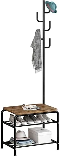 LINZINAR Coat Rack Shoe Bench 3 In 1 Design Hall Tree Storage Bench Industrial Style Coat Tree For Bedroom Living Room Entryway, White 8 LINZINAR Coat Rack Shoe Bench 3 In 1 Design Hall Tree Storage Bench Industrial Style Coat Tree For Bedroom Living Room Entryway, White - Image 6