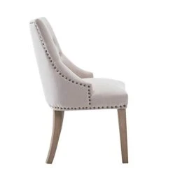 NOBPEINT Dining Chair Beige Fabric Leisure Padded Ring Chair, Nailed Trim, Set Of 2 -Amazon Store 31wyOCXkFwL