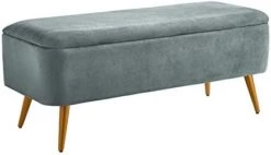Ball & Cast Upholstered Velvet Storage Bench 44"W X 16"D X 18"H Grey,Golden Powder Coating Legs Set Of 1 -Amazon Store 31x6jf92U5L. AC