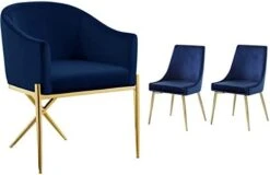 Meridian Furniture Xavier Collection Modern | Contemporary Velvet Upholstered Dining Chair With Sturdy Steel X Shaped Legs, 25.5" W X 24.5" D X 31.5" H, Green -Amazon Store 31xKA4AazL. AC