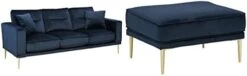 Signature Design By Ashley Macleary Modern Velvet Loveseat With Gold Metal Legs, Navy Blue -Amazon Store 31xcwnaheLL. AC