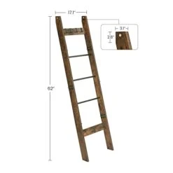 Hzuaneri Blanket Ladder - For Bedroom, Decorative Wood Quilt Rack With 4 Removable Hooks, 5-Tier Farmhouse Ladder Holder Organizer For Bathroom Living Room, Rustic Brown And Black 02101BBR -Amazon Store 31y2JzJaLrL