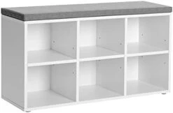 VASAGLE Shoe Bench, Shoe Storage Organizer With 6 Compartments And 3 Adjustable Shelves, Cushioned Seat, Compact And Narrow, For Entryway, Hallway, Closet, White And Gray ULHS23WT 7 VASAGLE Shoe Bench, Shoe Storage Organizer With 6 Compartments And 3 Adjustable Shelves, Cushioned Seat, Compact And Narrow, For Entryway, Hallway, Closet, White And Gray ULHS23WT -Amazon Store 31yB2dSb45L. AC