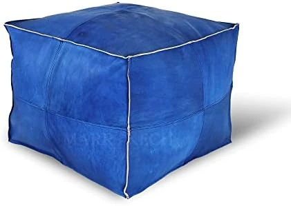 MARRAKESH STYLE Comfortable Leather Ottoman Pouf - Handmade Unstuffed Moroccan Pouf Cover - Square Pouf & Foot Rest Ottoman - Perfect For Living Rooms Bedrooms & Kids Room - Square Brown 10 MARRAKESH STYLE Comfortable Leather Ottoman Pouf - Handmade Unstuffed Moroccan Pouf Cover - Square Pouf & Foot Rest Ottoman - Perfect For Living Rooms Bedrooms & Kids Room - Square Brown - Image 8