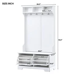 LOVMOR All In One Hall Tree, Coat Rack With 3 Top Shelves And 2 Flip Shoe Storage Drawers, Wood Hallway Organizer With Storage Bench, Entryway Storage Bench With Metal Hanging Hooks, White 13 LOVMOR All In One Hall Tree, Coat Rack With 3 Top Shelves And 2 Flip Shoe Storage Drawers, Wood Hallway Organizer With Storage Bench, Entryway Storage Bench With Metal Hanging Hooks, White -Amazon Store 31yC8psMnSL
