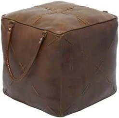 Deco 79 Canvas Square Pouf With Leather Handles, 21" X 21" X 17", Gray 17 Deco 79 Canvas Square Pouf With Leather Handles, 21" X 21" X 17", Gray -Amazon Store 31yY9COODL. AC