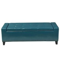 Christopher Knight Home Chelsea PU Storage Ottoman With Studs, Teal -Amazon Store 31yeFxyjGSL