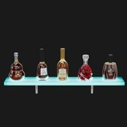 Oarlike LED Liquor Bottle Display Shelf 32 Inch Acrylic Lighted Bar Shelf With RF Remote Controller For Home Commercial Bar Floating Wall Mounted Display Shelves¡