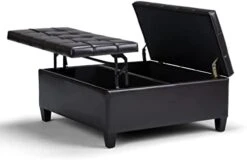 SIMPLIHOME Harrison 36 Inch Wide Square Coffee Table Lift Top Storage Ottoman In Upholstered Slate Grey Tufted Linen Look Fabric For The Living Room, Transitional -Amazon Store 31ys b LUPL. AC