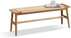 Bamskov 100% Solid Oak Dining Bench With Rope Weaving Artwork - Versatile Modern Furniture For Entryway, Dining Room, Bedroom, Kitchen - 32" L (Natural) -Amazon Store 31zELzj7EML. AC