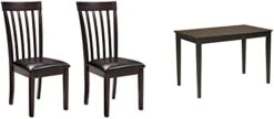 Signature Design By Ashley Hammis Rake Back Dining Room Chair, Set Of 2, Faux Leather, Dark Brown & Haddigan Traditional Upholstered Dining Room Bench, Dark Brown -Amazon Store 31zkWWqMgxL. AC