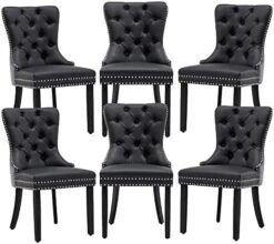 Civama Velvet Loveseat Settee, Nikki Collection Modern Dining Chair, Upholstered Contemporary Banquette Bench With Back, Button Tufted Comfy Accent Sofa Couch With Solid Wood Legs, Dark Gray -Amazon Store 41 HkGvREEL. AC