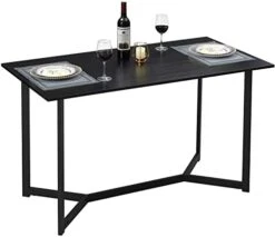 SAYGOER Dining Table 51.2 Inch, Multifuntional Modern Dining Room Table For 2-4, Space Saving Rectangular Kitchen Table, Heavy Duty Metal Frame, Industrial Dinner Table, Easy Assembly, Black Gold -Amazon Store 41 Pic r1L. AC