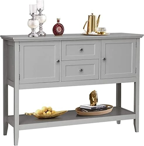 Hysache Buffet Sideboard, Wood Buffet Cabinet With 2 Drawers And 2 Storage Cabinets, Sideboard With Bottom Shelf, Ideal For Kitchen Living Room (Blue) 11 Hysache Buffet Sideboard, Wood Buffet Cabinet With 2 Drawers And 2 Storage Cabinets, Sideboard With Bottom Shelf, Ideal For Kitchen Living Room (Blue) - Image 9