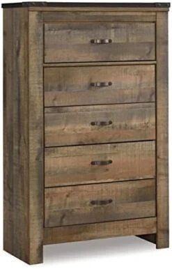 Signature Design By Ashley Trinell Rustic 5 Drawer Chest Of Drawers With Nailhead Trim, Warm Brown -Amazon Store 41 R45wF1GL. AC