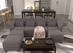 LLappuil Modular Sectional Sofa With Storage Oversized L Shaped Velvet Sofa, Big Corner Sleeper Couch With Reversible Chaise, High Recliner Back Couch -Brown -Amazon Store 41 Ra6p7UoL. AC 1