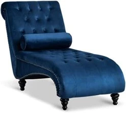 Paddie Velvet Button-Tufted Chaise Lounge Chair Leisure Sofa Chaise Chair W/Bolster Pillow, Nailhead Trim And Turned Legs For Indoor Living Room (Green) -Amazon Store 41 WgOttj2L. AC