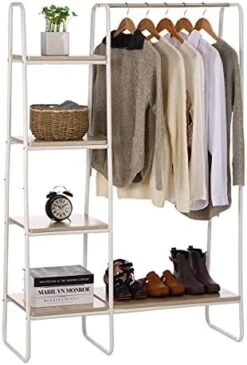 AKSG Clothing Rack Garment Rack With Shelves Wardrobe Rack Freestanding Closet Racks With Metal Hanger Rod And 4-tier Wood Shelves Heavy Duty Clothes Rack For Bedroom Living Room Entryway White 13 AKSG Clothing Rack Garment Rack With Shelves Wardrobe Rack Freestanding Closet Racks With Metal Hanger Rod And 4-tier Wood Shelves Heavy Duty Clothes Rack For Bedroom Living Room Entryway White -Amazon Store 41 XqOwobcS. AC