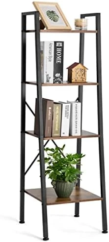 HYNAWIN Book Shelf 6-Tier Ladder Shelf-Plant Stand Storage Organizer,Bookcase Display Shelf,Standing Wooden Shelves For Living Room, Home Office, Rustic Brown 11 HYNAWIN Book Shelf 6-Tier Ladder Shelf-Plant Stand Storage Organizer,Bookcase Display Shelf,Standing Wooden Shelves For Living Room, Home Office, Rustic Brown - Image 9