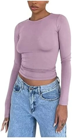 Women Slim Fit Crop Top Long Sleeve Crew Neck Basic T-Shirts With Thumb Holes Sexy Solid Pullover Blouse Top Tee Tops 26 Women Slim Fit Crop Top Long Sleeve Crew Neck Basic T-Shirts With Thumb Holes Sexy Solid Pullover Blouse Top Tee Tops -Amazon Store 41 aLHkDsvL. AC 1
