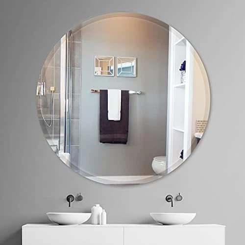 JENBELY 24 Inch Round Frameless Bathroom Mirror, Circle Vanity Mirror With 1" Beveled Edge For Bathroom, Entryways, Living Room. 13 JENBELY 24 Inch Round Frameless Bathroom Mirror, Circle Vanity Mirror With 1" Beveled Edge For Bathroom, Entryways, Living Room. - Image 11