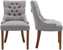 UDAX Upholstered Dining Chairs With Arms, Set Of 6, Dining Room Chairs With Solid Wood Legs And Tufted Backrest(Linen+Beige) -Amazon Store 41 uiNJPZ2L. AC