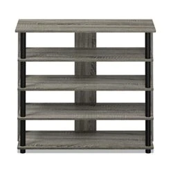 Furinno Turn-N-Tube 5 Tier Wide Shoe Rack, French Oak Grey/Black -Amazon Store 4100OvgAqxL
