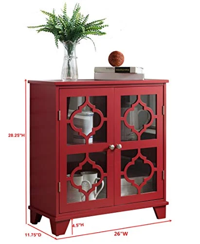 Kings Brand Furniture Red Finish Wood Buffet Cabinet Console Table 7 Kings Brand Furniture Red Finish Wood Buffet Cabinet Console Table - Image 5
