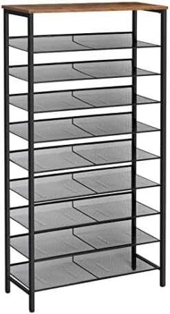 HOOBRO 8-Tier Shoe Rack, Large Capacity Shoe Shelf, Stable And Sturdy, Shoe Storage Organizer With Flat & Slant Adjustable Metal Shelves, For 21-28 Pairs Of Shoes, Space Saver, Sturdy BF18XJ01 -Amazon Store 4104T 9FgqL. AC