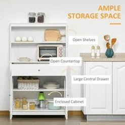 HOMCOM Modern 58" Kitchen Buffet With Hutch, Microwave Cabinet With Drawer And Storage Cupboard, White 11 HOMCOM Modern 58" Kitchen Buffet With Hutch, Microwave Cabinet With Drawer And Storage Cupboard, White -Amazon Store 410FgzLerpL