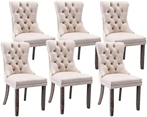 Winwee Set Of 2 Dining Chairs Leisure Padded Chair, Tufted Solid Wood Velvet Upholstered Dining Chair With Nailhead Trim& Ring Pull For Kitchen, Living Room (Blue), (WINWETO-00192) 7 Winwee Set Of 2 Dining Chairs Leisure Padded Chair, Tufted Solid Wood Velvet Upholstered Dining Chair With Nailhead Trim& Ring Pull For Kitchen, Living Room (Blue), (WINWETO-00192) - Image 5